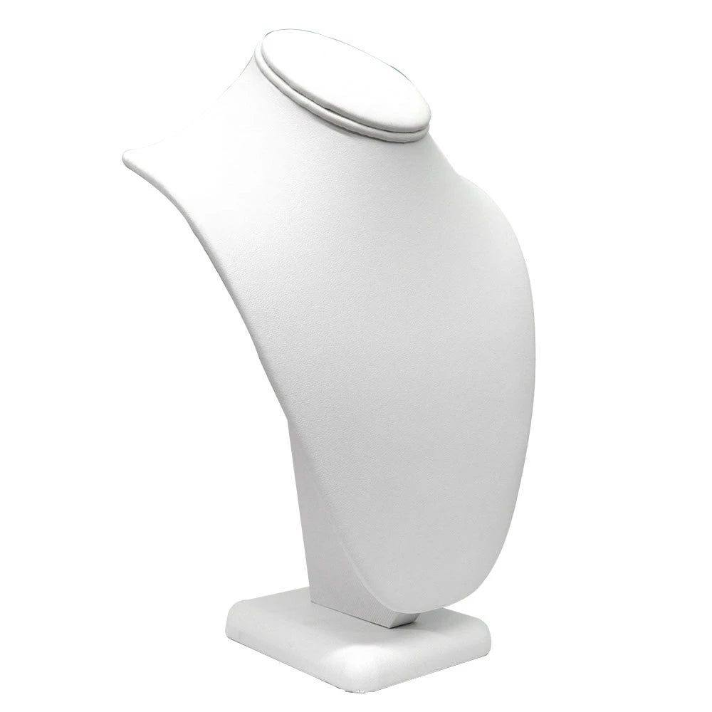 White Leatherette Jewelry Necklace Bust, 7-1/2"