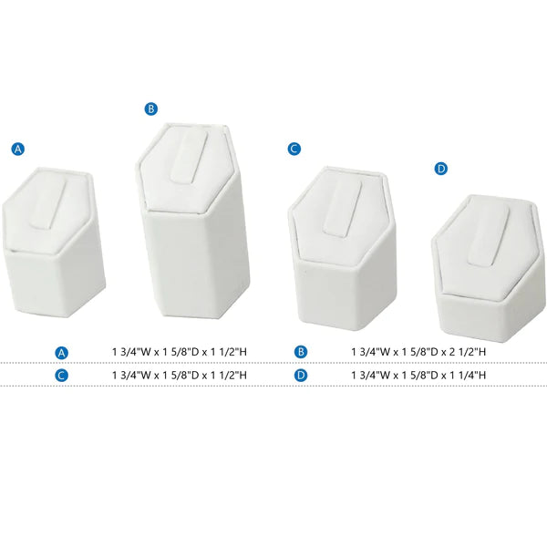 White Leatherette 4-Pc Ring Display Holder Set