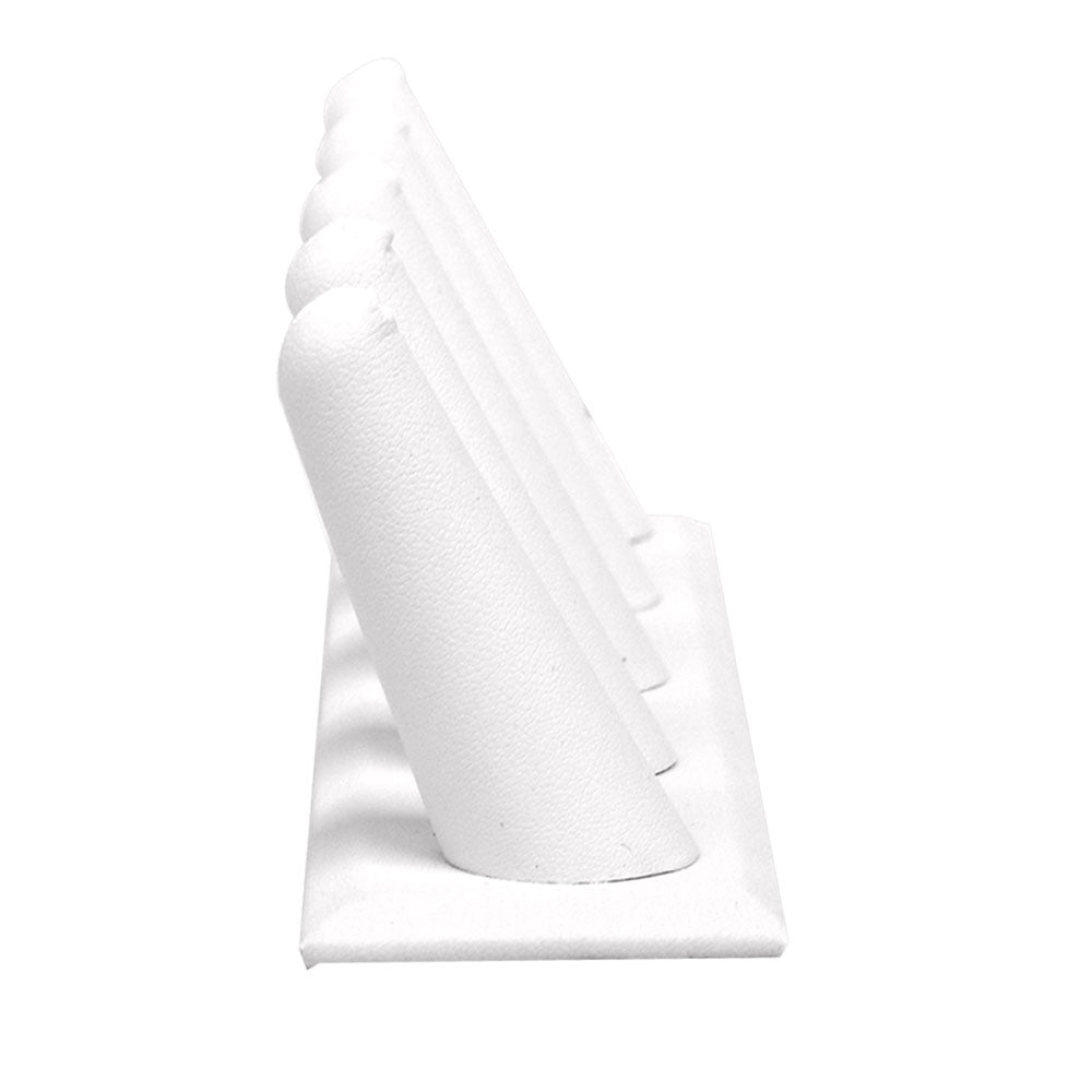 White Leatherette 5 Finger Jewelry Ring Display Stand