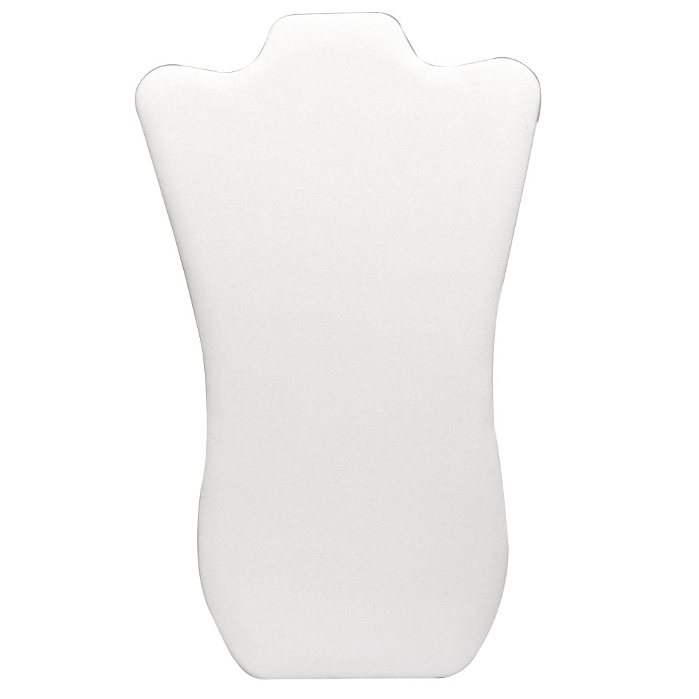 White Leatherette Curved Jewelry Necklace Easel, 14" Tall