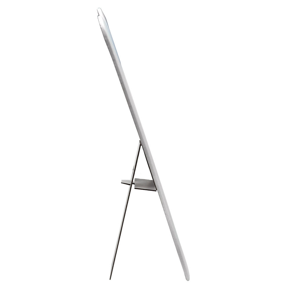 White Leatherette Curved Jewelry Necklace Easel, 14" Tall
