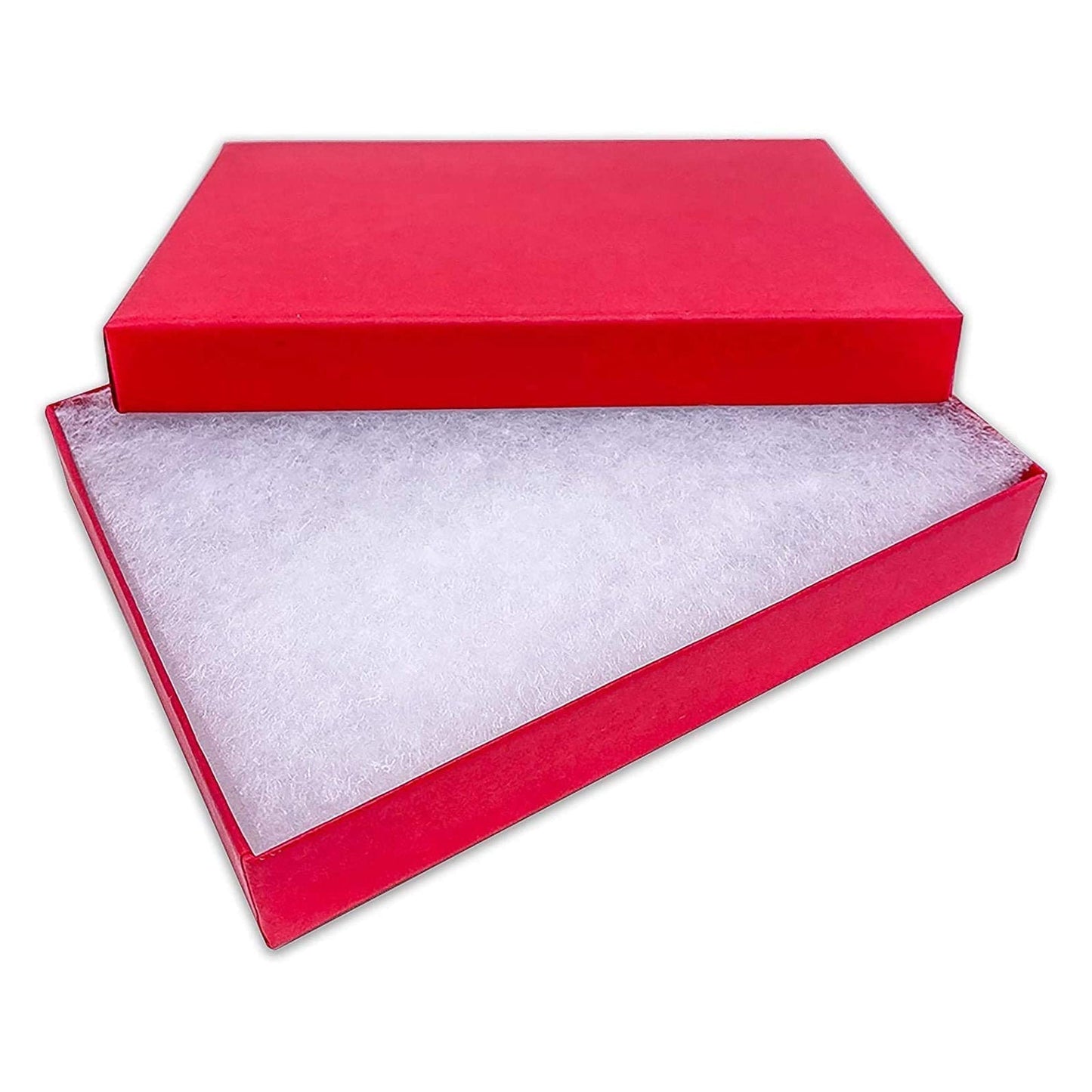 #85 - 8 1/8" x 5 5/8" x 1 3/8"H Matte Red Cotton Filled Box