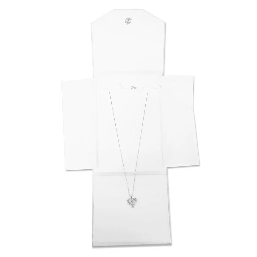 White Leatherette Jewelry Necklace Presentation Folder 5 1/2W