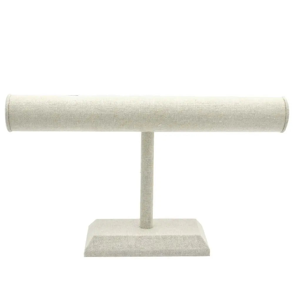 Beige Linen Long Jewelry Bracelet / Watch Display T Bar