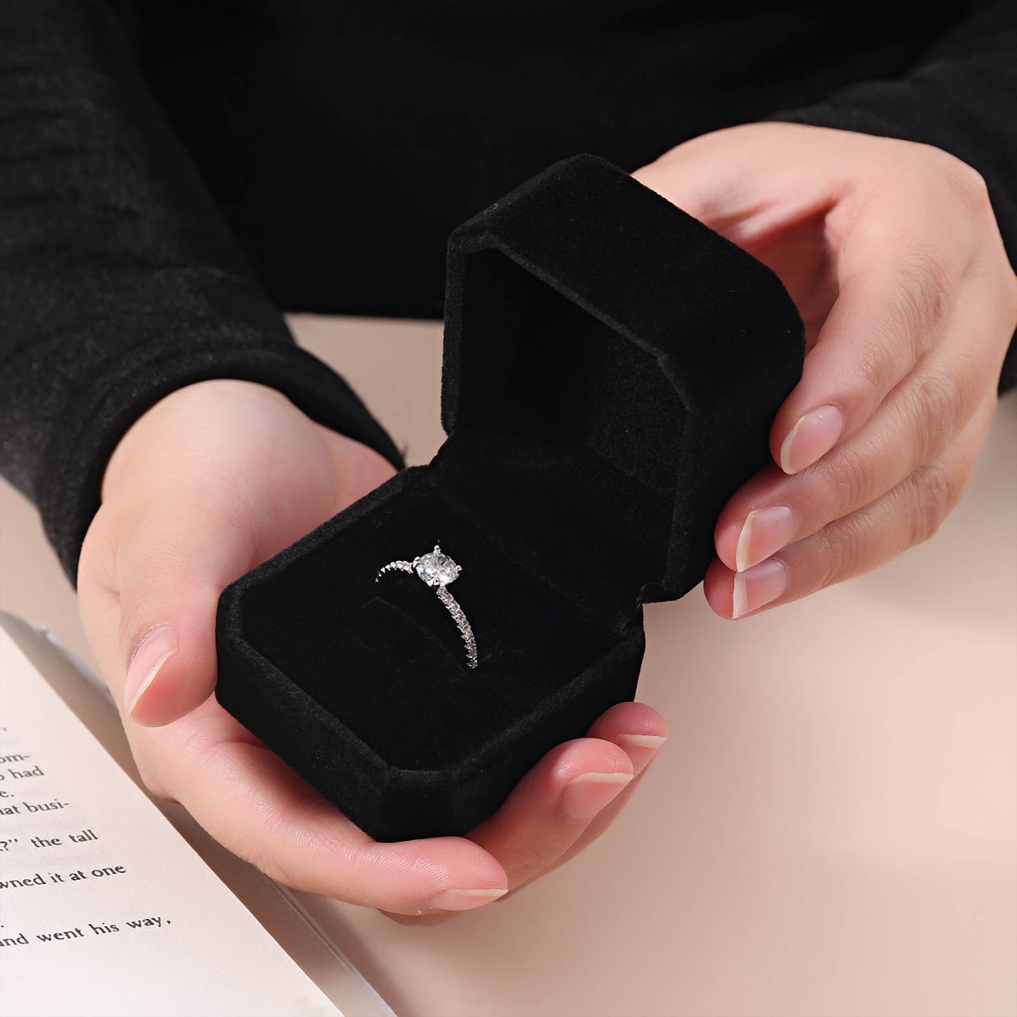 Black Velvet Ring Box