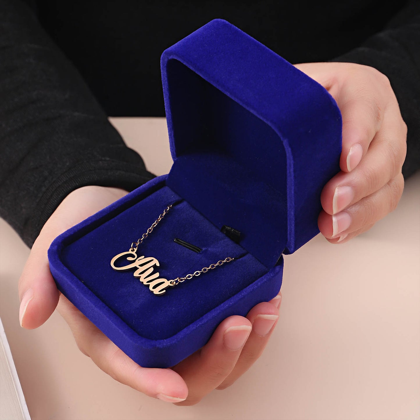 Blue Velvet Pendant Earring Necklace Jewelry Box Sold as Dozen (12 pcs)