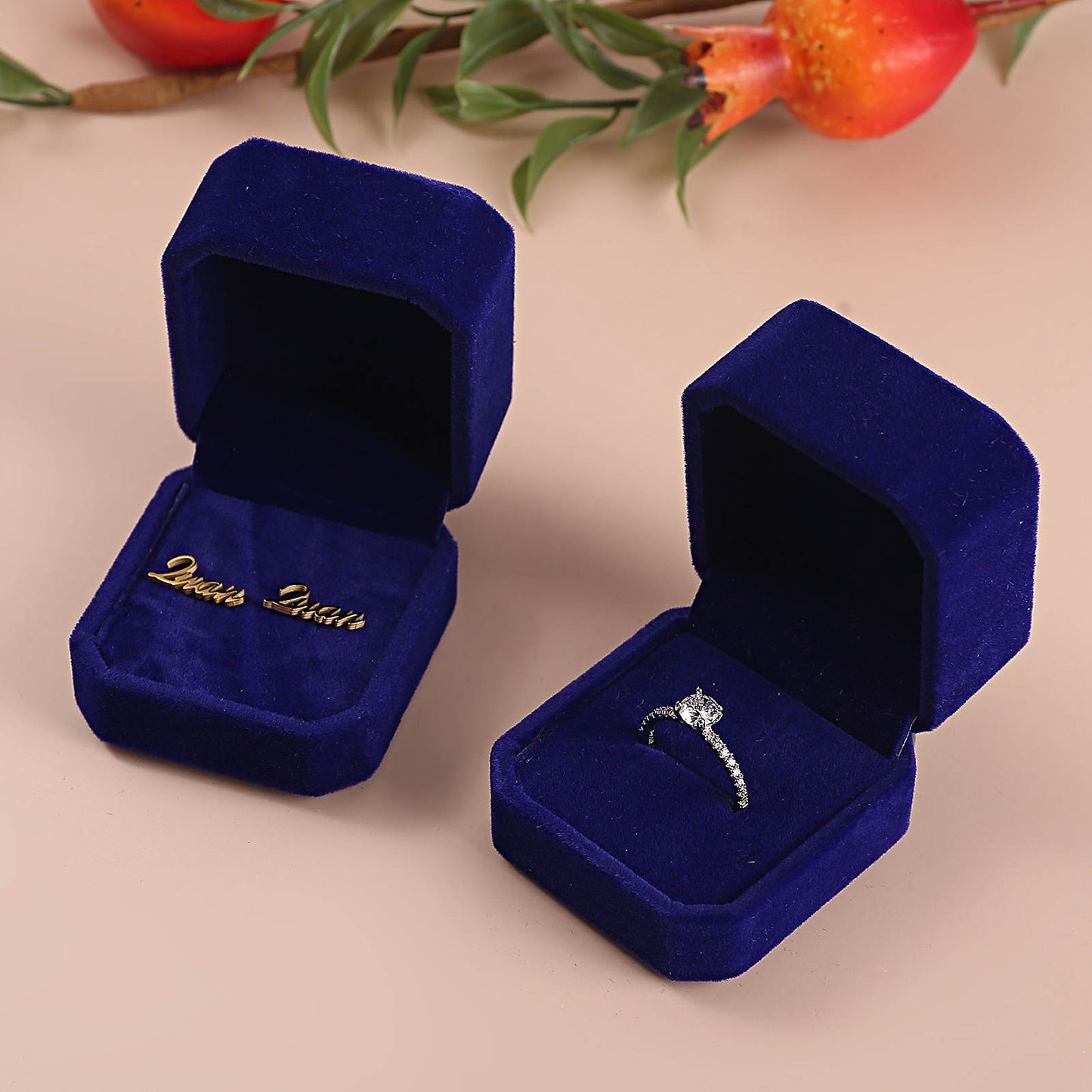 Blue Velvet Ring Box Sold as Dozen (12 pcs)