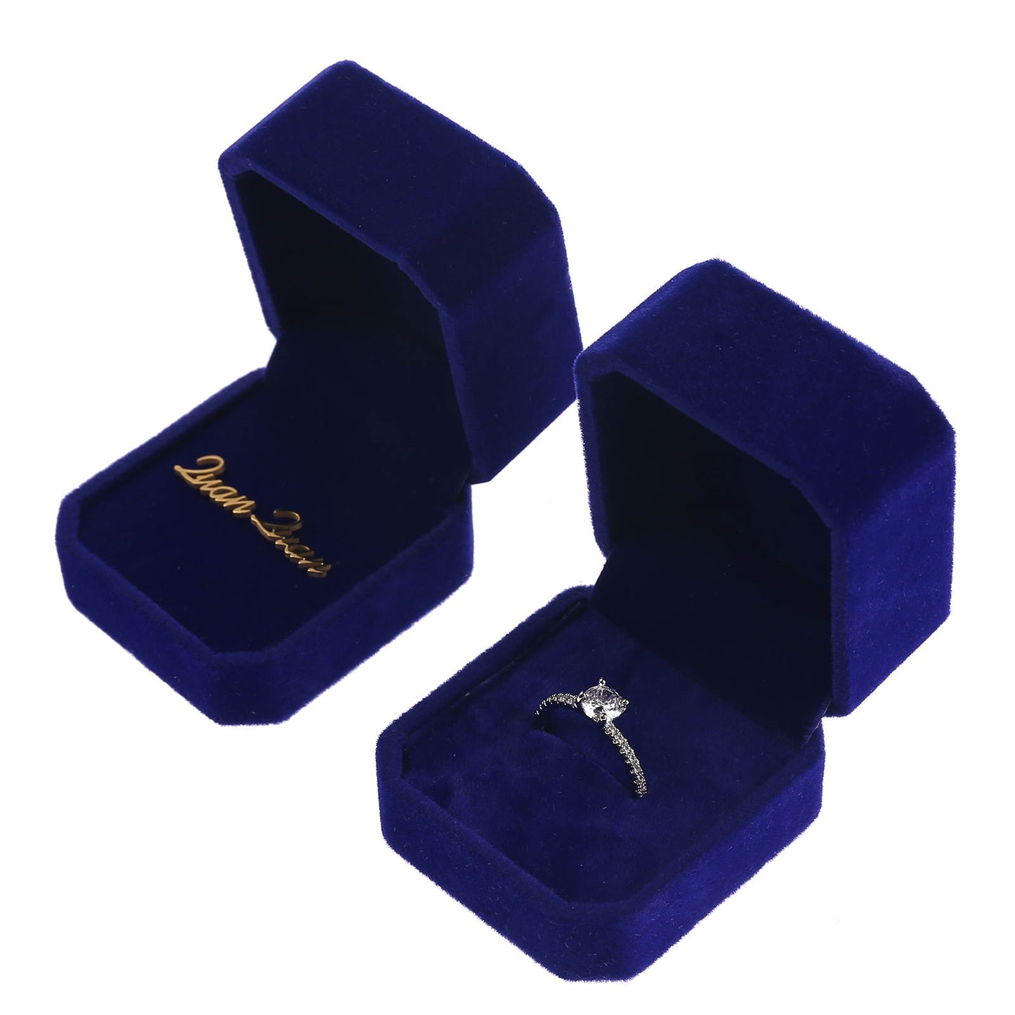 Blue Velvet Ring Box Sold as Dozen (12 pcs)