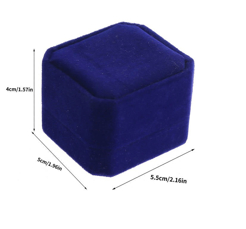 Blue Velvet Ring Box Sold as Dozen (12 pcs)