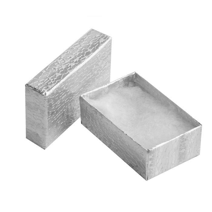 #21 - 2-5/8" x 1-1/2" x 1"H Silver Cotton Filled Boxes