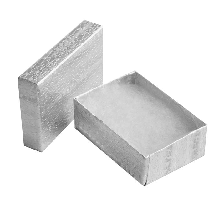 #32 - 3-1/4" x 2-1/4" x 1"H Silver Cotton Filled Boxes