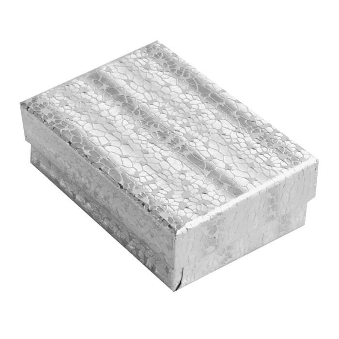 #32 - 3-1/4" x 2-1/4" x 1"H Silver Cotton Filled Boxes