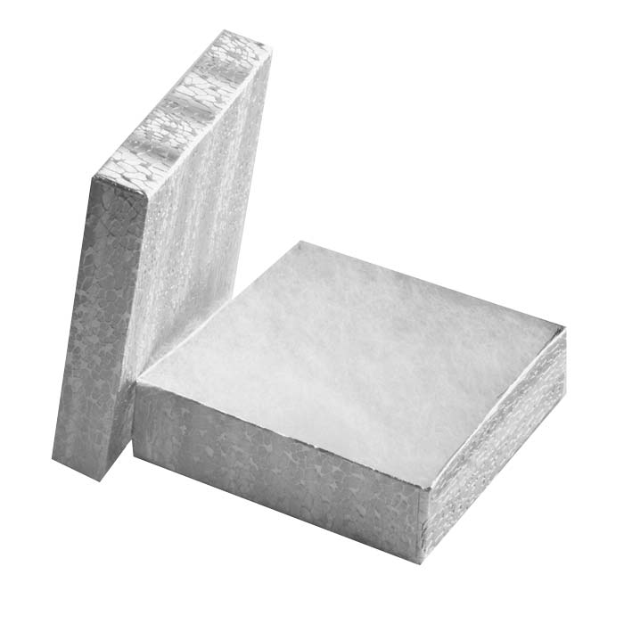 #33 - 3-1/2" x 3-1/2" x 1"H Silver Cotton Filled Boxes