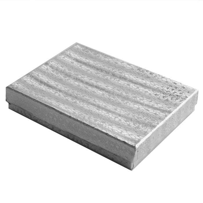 #85 - 8 1/8" x 5 5/8" x 1 3/8"H Silver Cotton Filled Boxes