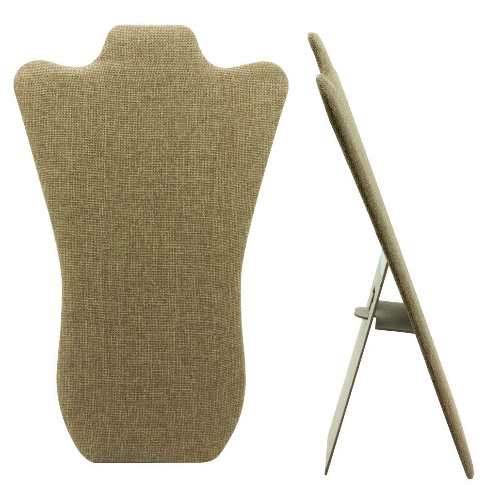 Brown Burlap Curved Jewelry Necklace Display Easel, 14" Tall