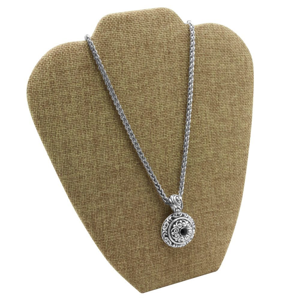 Brown Burlap Jewelry Necklace / Chain Display Easel, 8-5/8" Tall