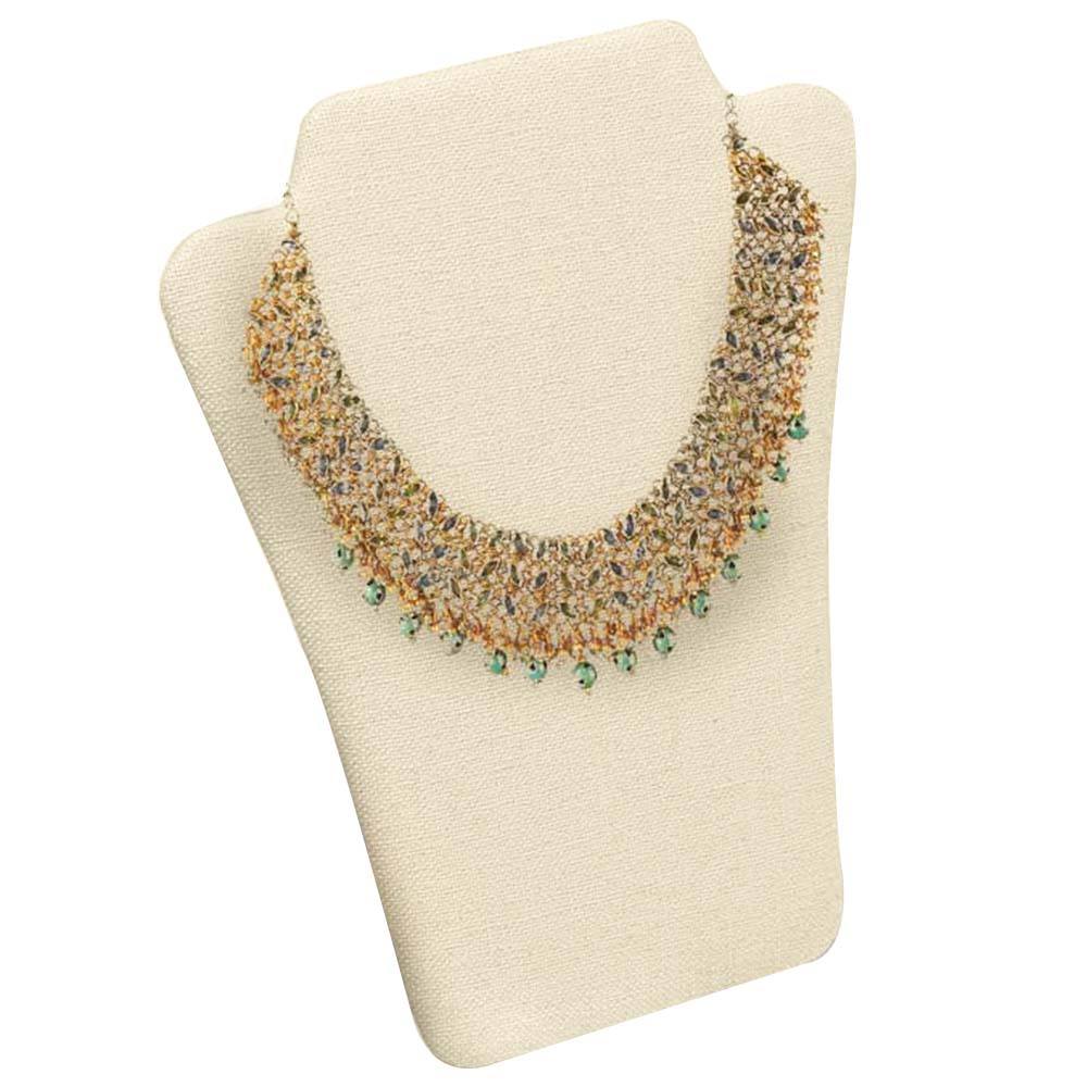 Beige Linen Jewelry Necklace Easel, 8" Tall"