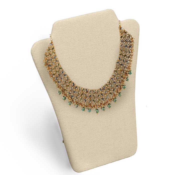 Beige Linen Jewelry Necklace Easel, 8" Tall"