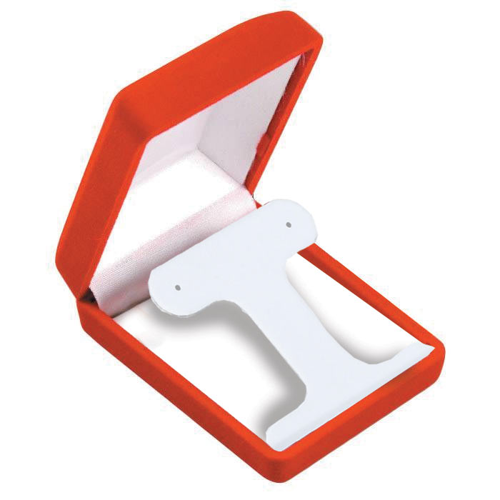 Red Flocked Velour Jewelry Earring T Insert Boxes