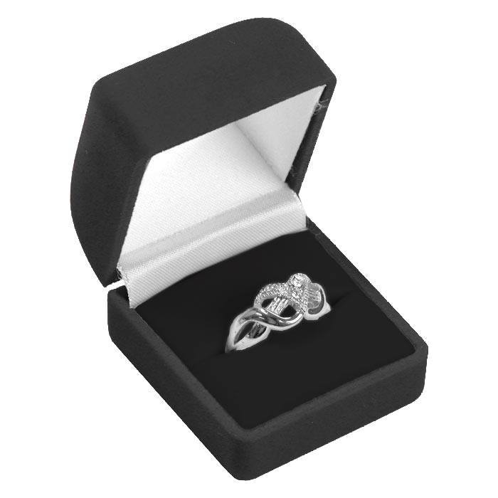 Black Square Flocked Velvet Ring Box- Sold by Dozen (12 pcs)
