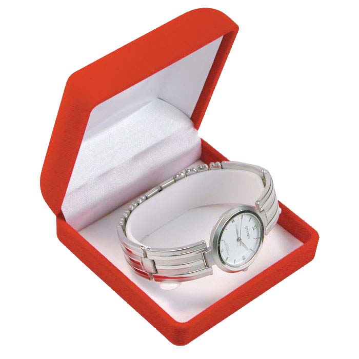 Red Flocked Velour Watch Boxes