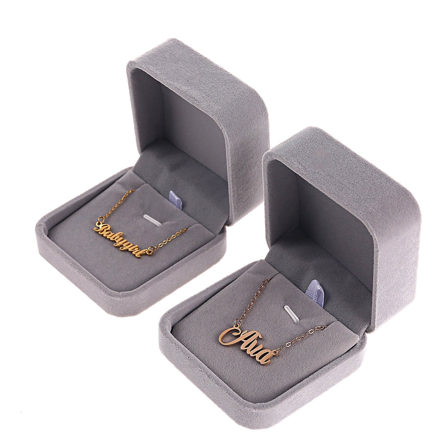 Grey Velvet Pendant Earring Necklace Jewelry Box Sold as Dozen (12 pcs)