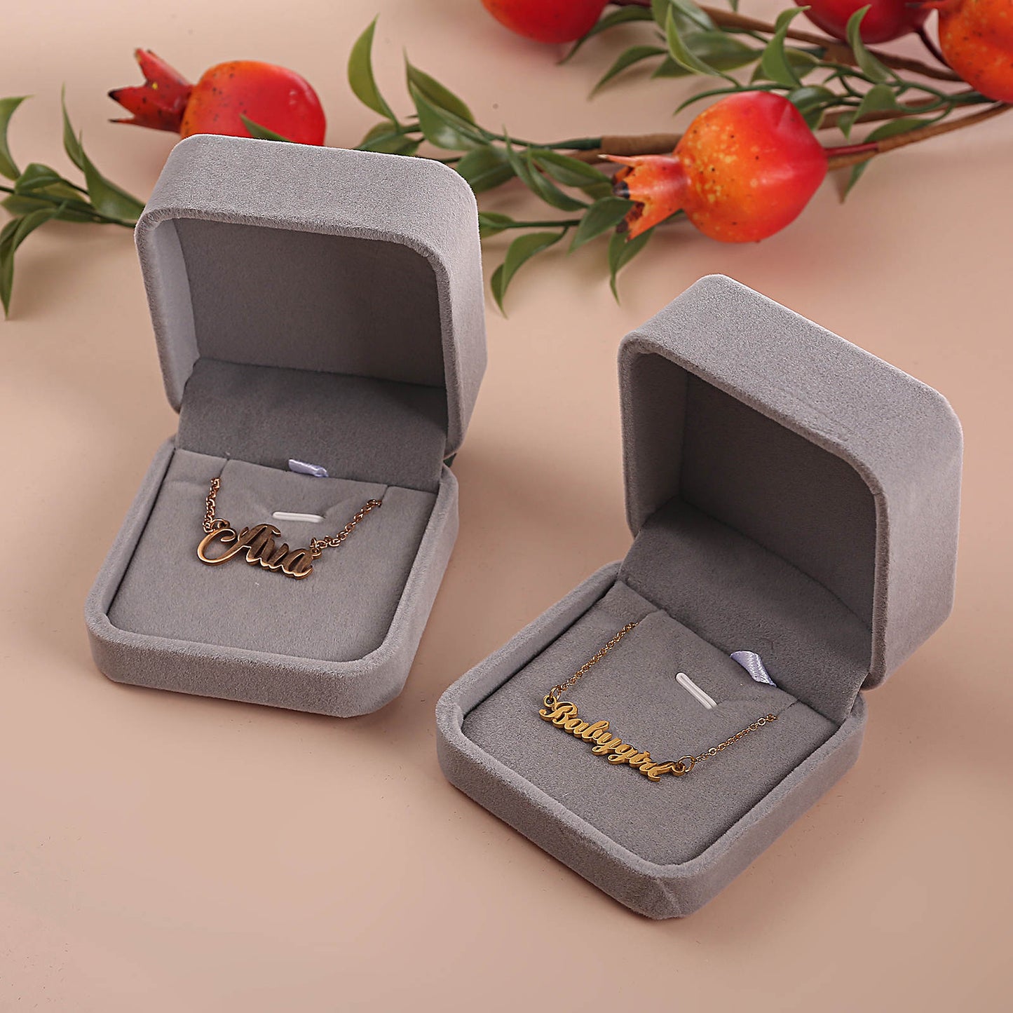 Grey Velvet Pendant Earring Necklace Jewelry Box Sold as Dozen (12 pcs)