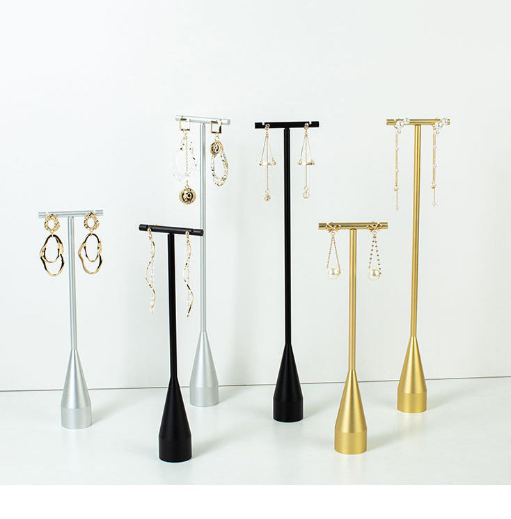 Large Luxury Metal T-Bar Water Drop Gold Earring Display Stand