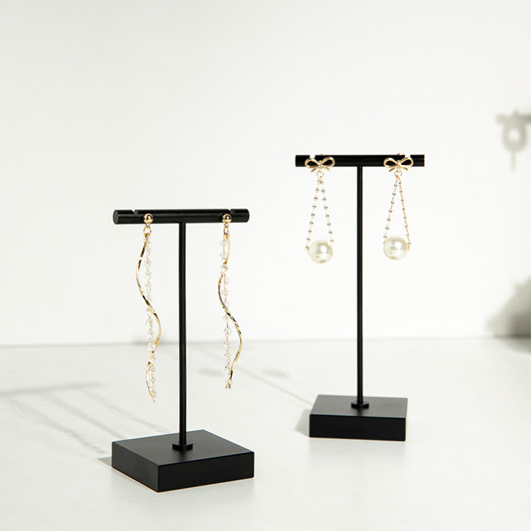 Luxurious Metal Black Jewelry Display Stands: Elegant Large Square T-Bar Earring Holders