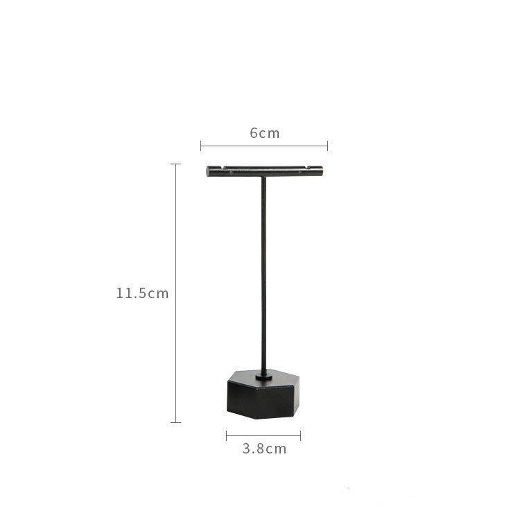 Luxurious Black Metal Jewelry Display Stands: Elegant Small Hexagon T-Bar Earring Holders