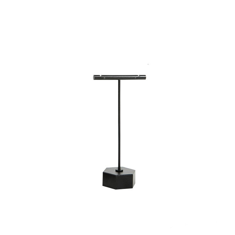 Luxurious Black Metal Jewelry Display Stands: Elegant Small Hexagon T-Bar Earring Holders
