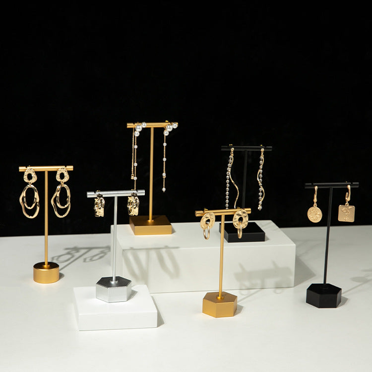 Luxurious Metal Jewelry Display Stands: Elegant Large Hexagon T-Bar Earring Holders