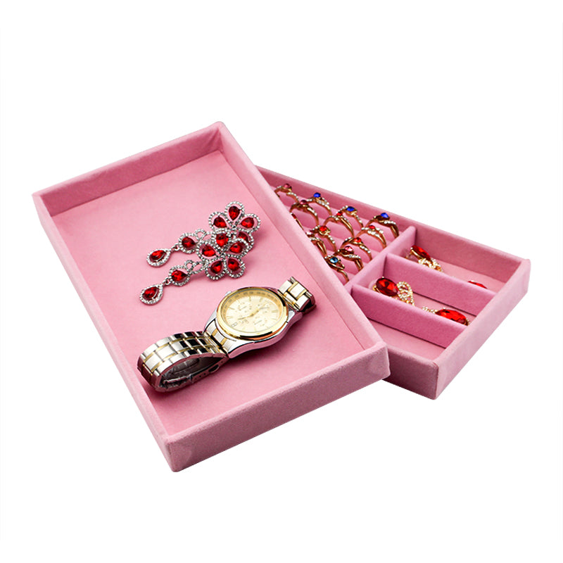 Pink Velvet Jewelry Storage Tray: Elegant Organizer for Necklaces, Rings, and Bracelets