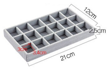 Grey Velvet Jewelry Storage 18 Slot Tray: Elegant Organizer for Necklaces, Rings, and Bracelets