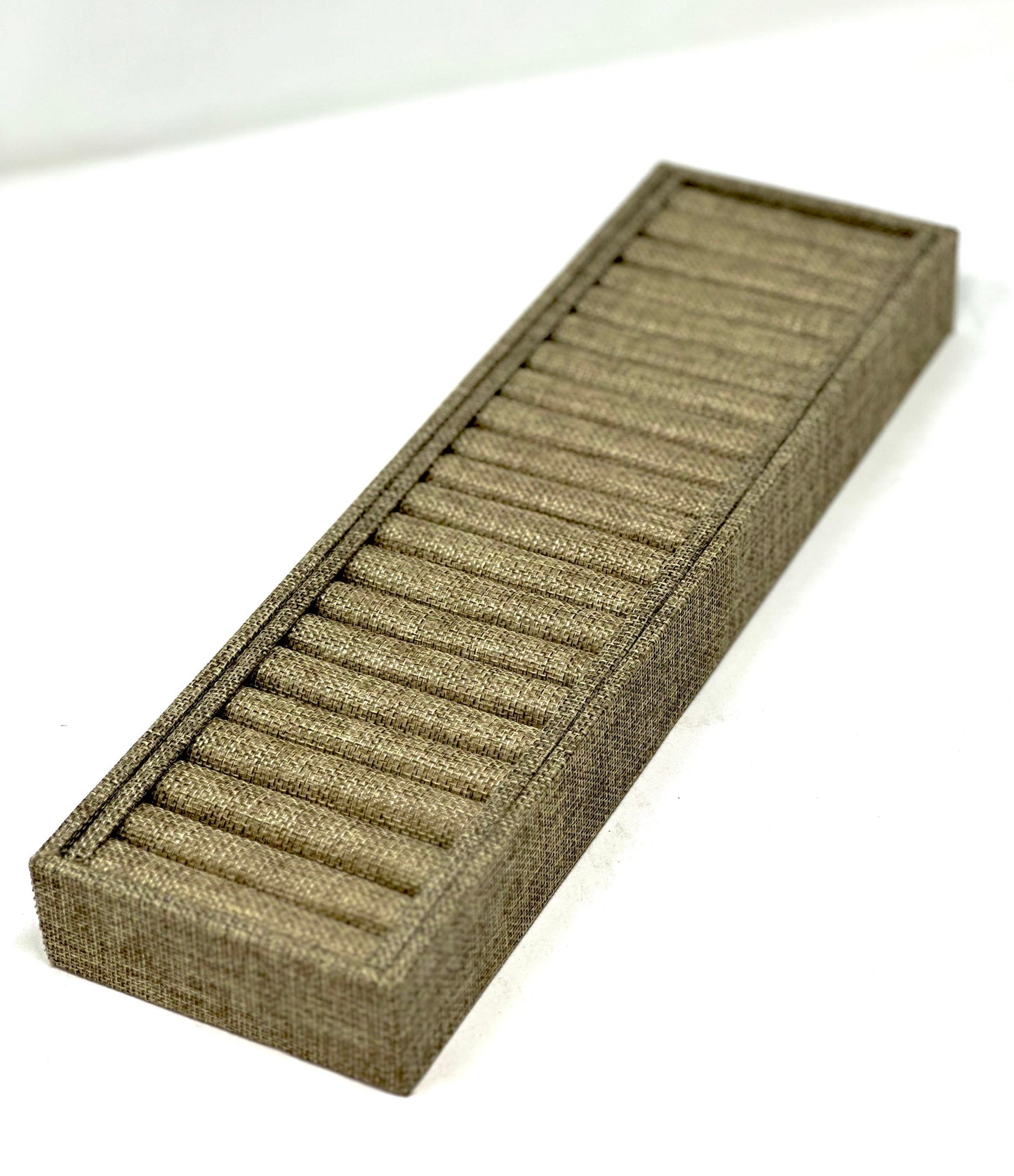 Brown Burlap 21 Slot Jewelry Bangle Display Tray