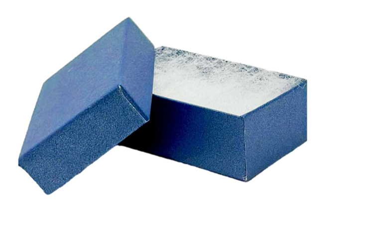 1-7/8" x 1-1/4" x 5/8"H Pearl Blue Cotton Filled Jewelry Boxes