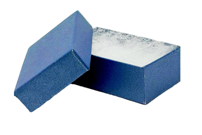 2-1/8" x 1-5/8" x 3/4"H Pearl Blue Cotton Filled Boxes