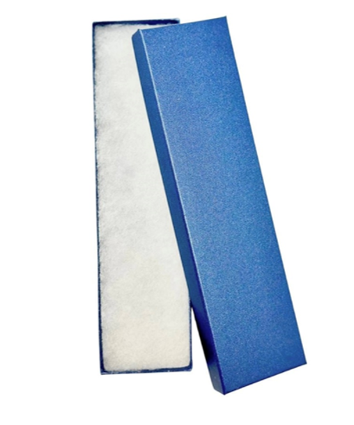 8" x 2" x 1"H Pearl Blue Cotton Filled Boxes