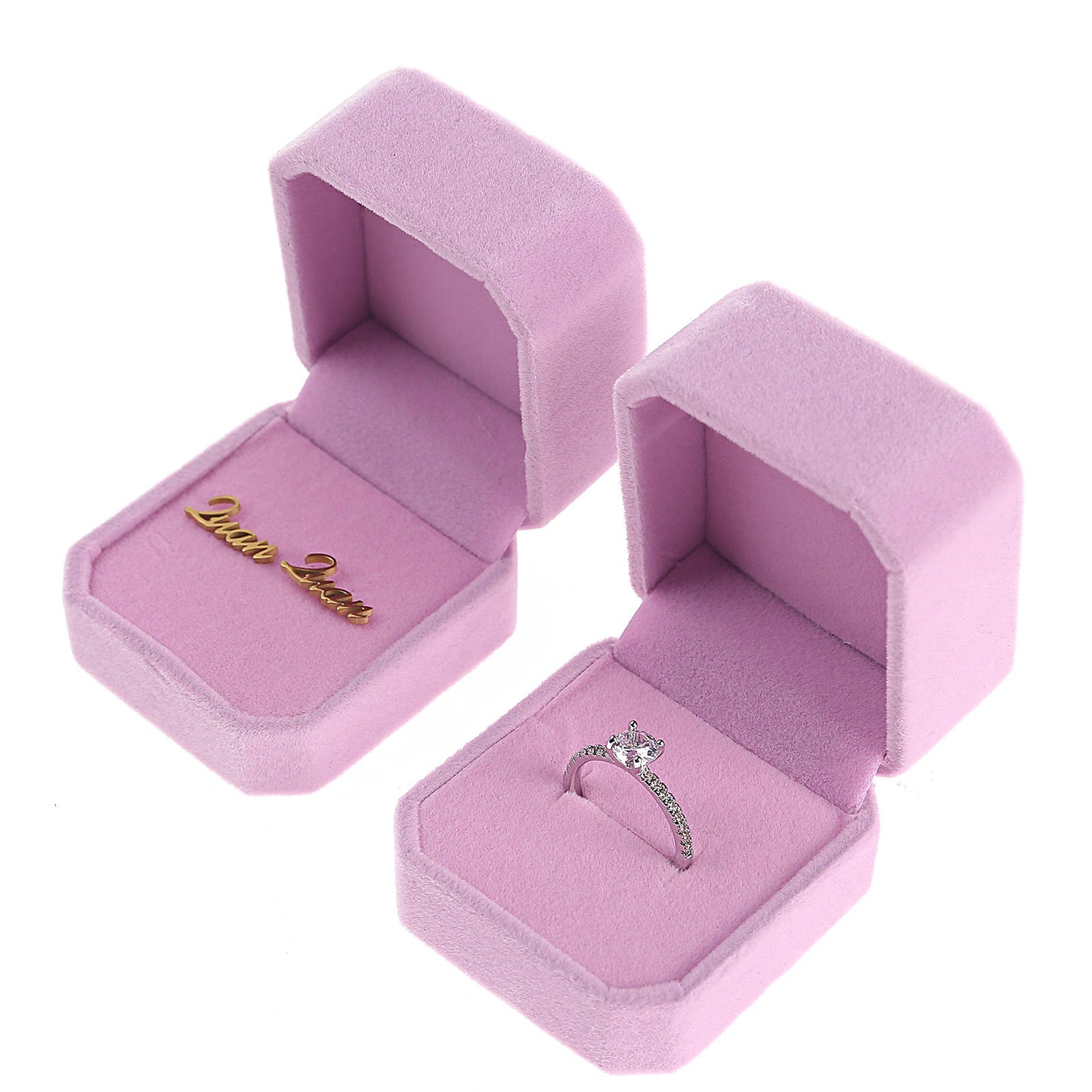 Pink Velvet Ring Box Sold as Dozen (12 pcs)