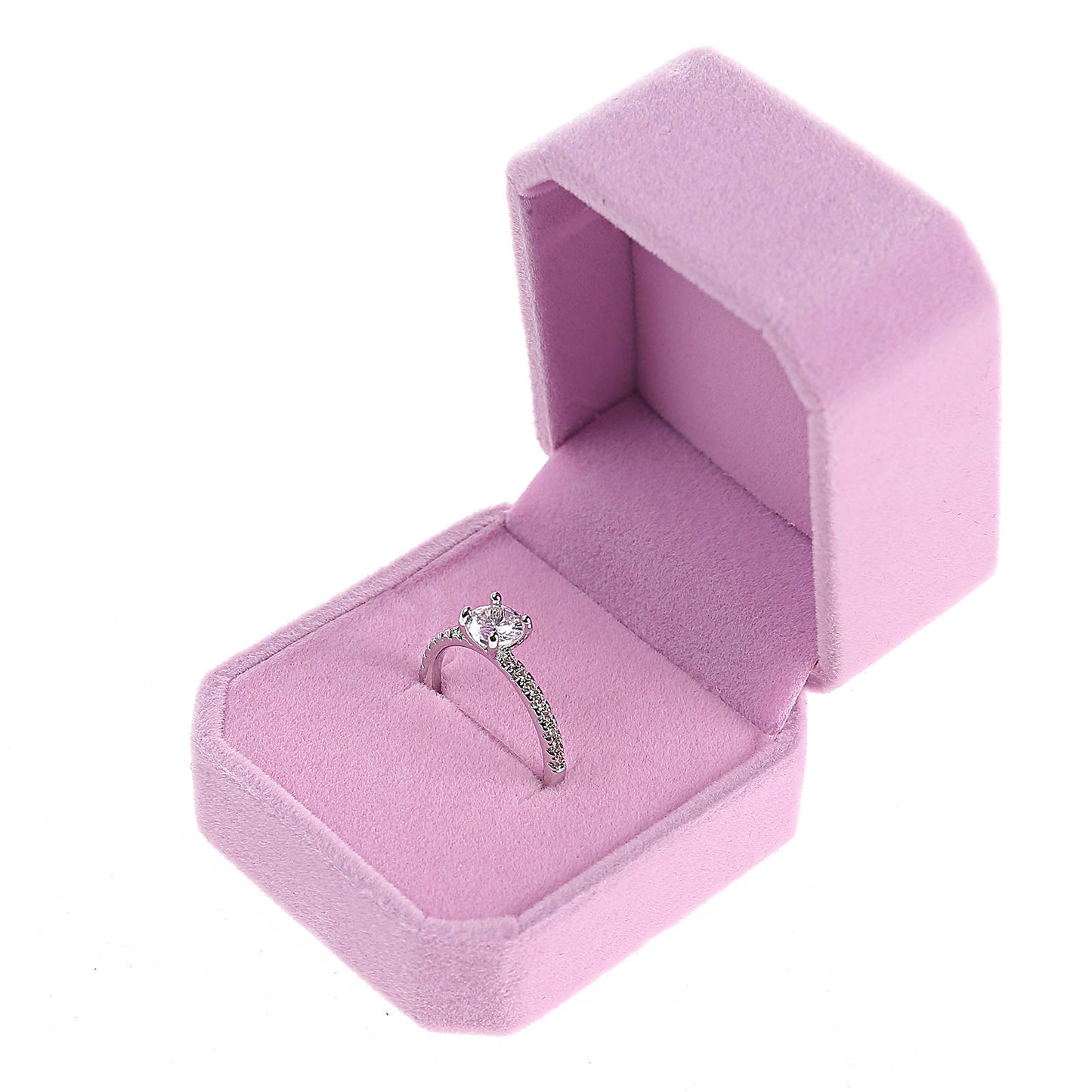 Pink Velvet Ring Box Sold as Dozen (12 pcs)
