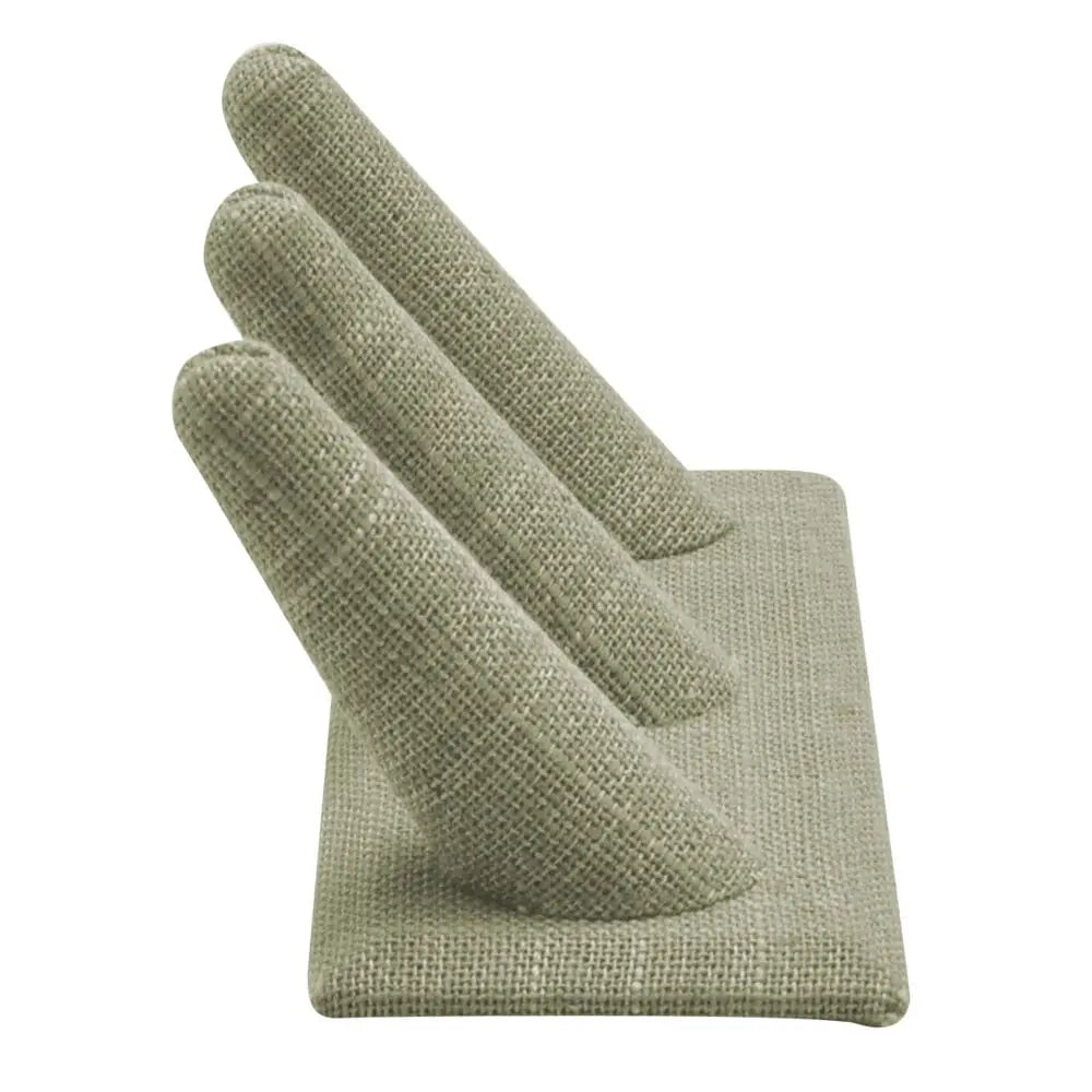 Grey Linen 3 Finger Jewelry Ring Display