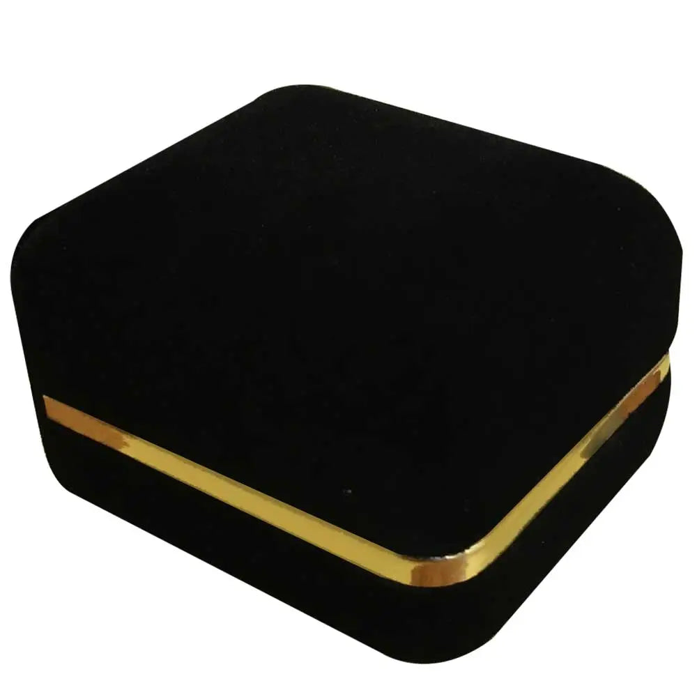 Black Velvet Jewelry Earring Gift Packaging Box with Gold Trim