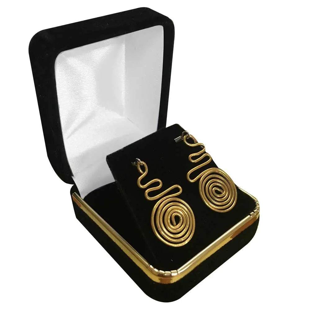 Black Velvet Jewelry Earring Gift Packaging Box with Gold Trim