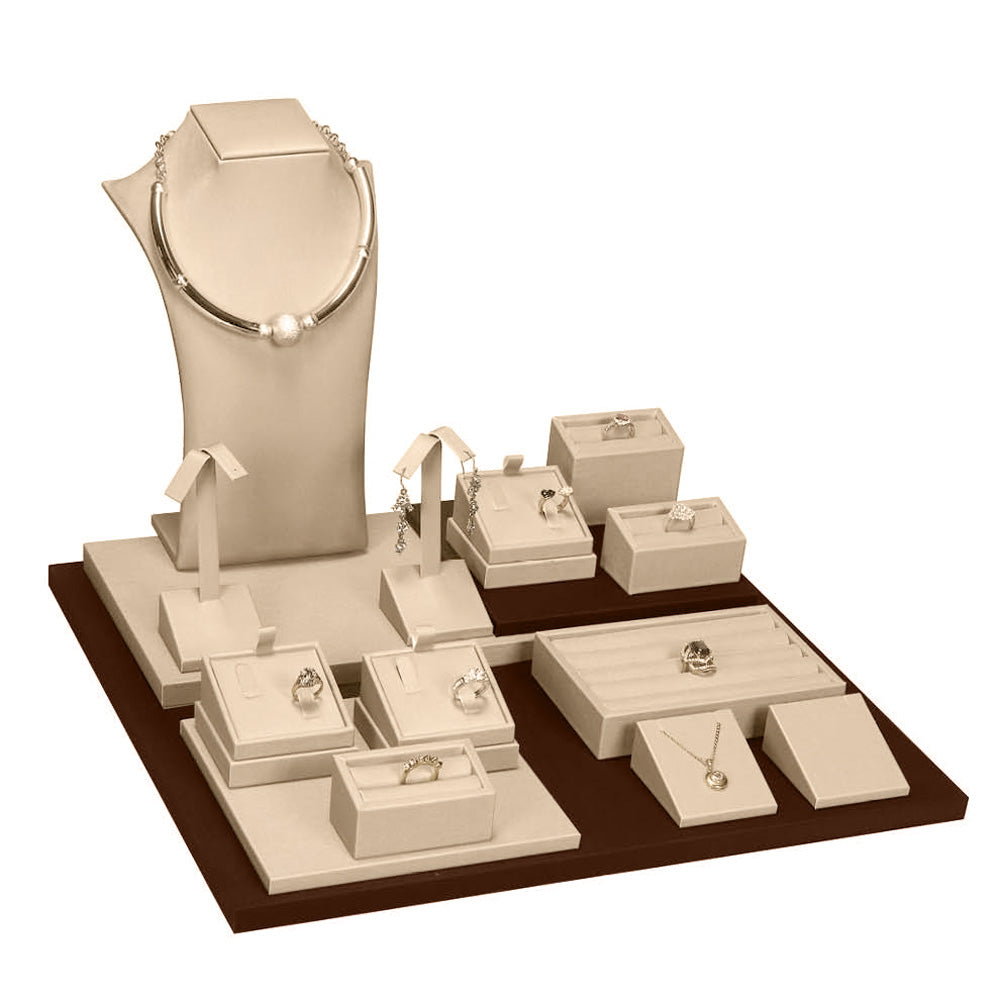 Luxury Beige Faux Leather with Brown accents Set 89