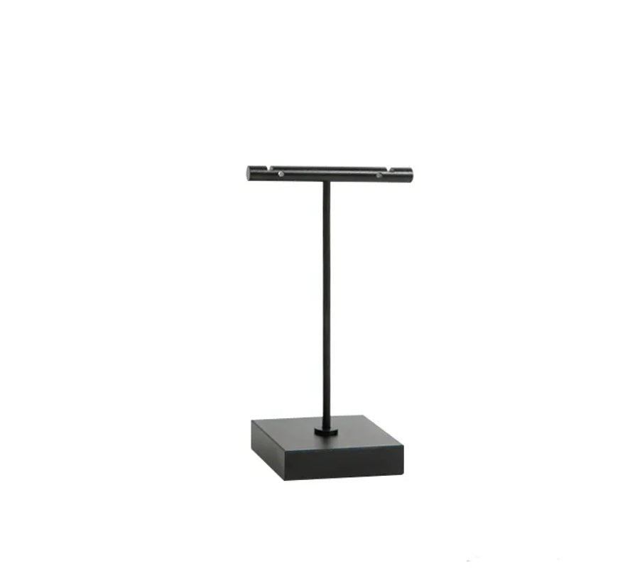 Luxurious Metal Black Jewelry Display Stands: Elegant Small Square T-Bar Earring Holders