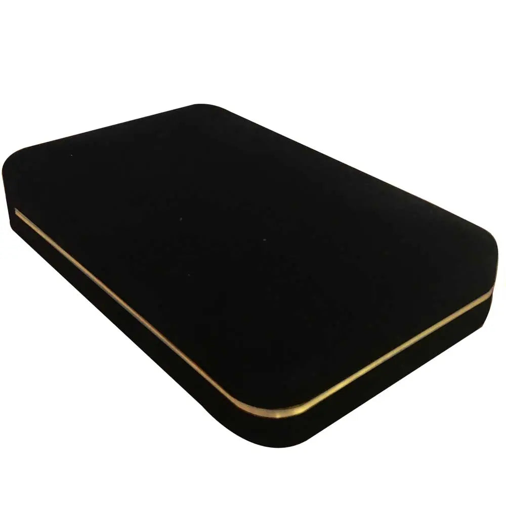 Black Velvet Jewelry Necklace or Chain Gift Packaging Boxes with Gold Trim