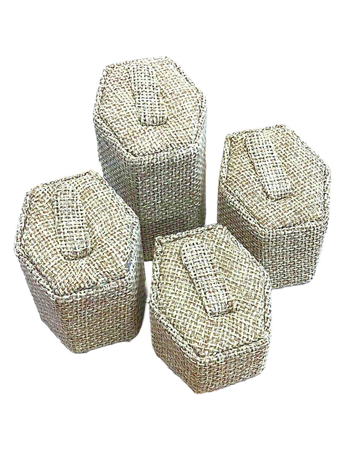 Beige Linen 4-Pc Ring Display Holder Set