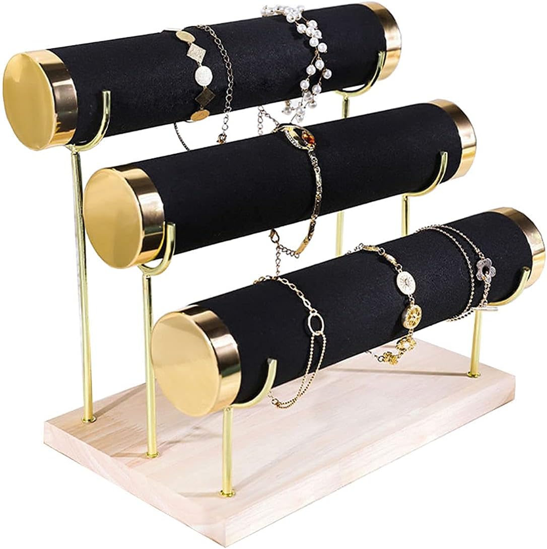 Luxury Detachable Three-Tier Jewelry Display Stand, Black
