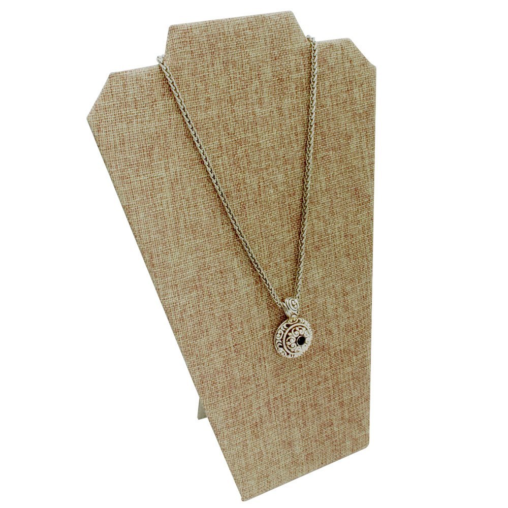 Brown Burlap Jewelry Necklace / Chain Display Easel, 12-1/2" Tall"