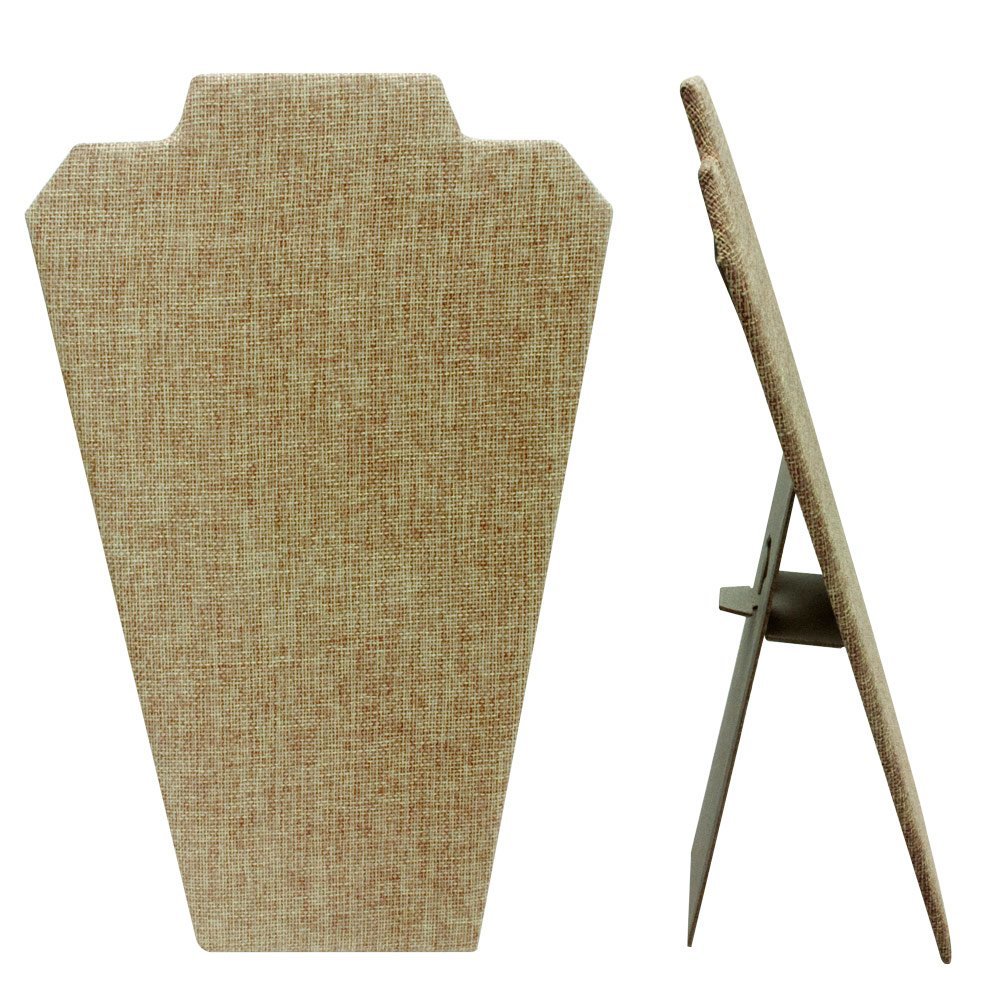 Brown Burlap Jewelry Necklace / Chain Display Easel, 12-1/2" Tall"